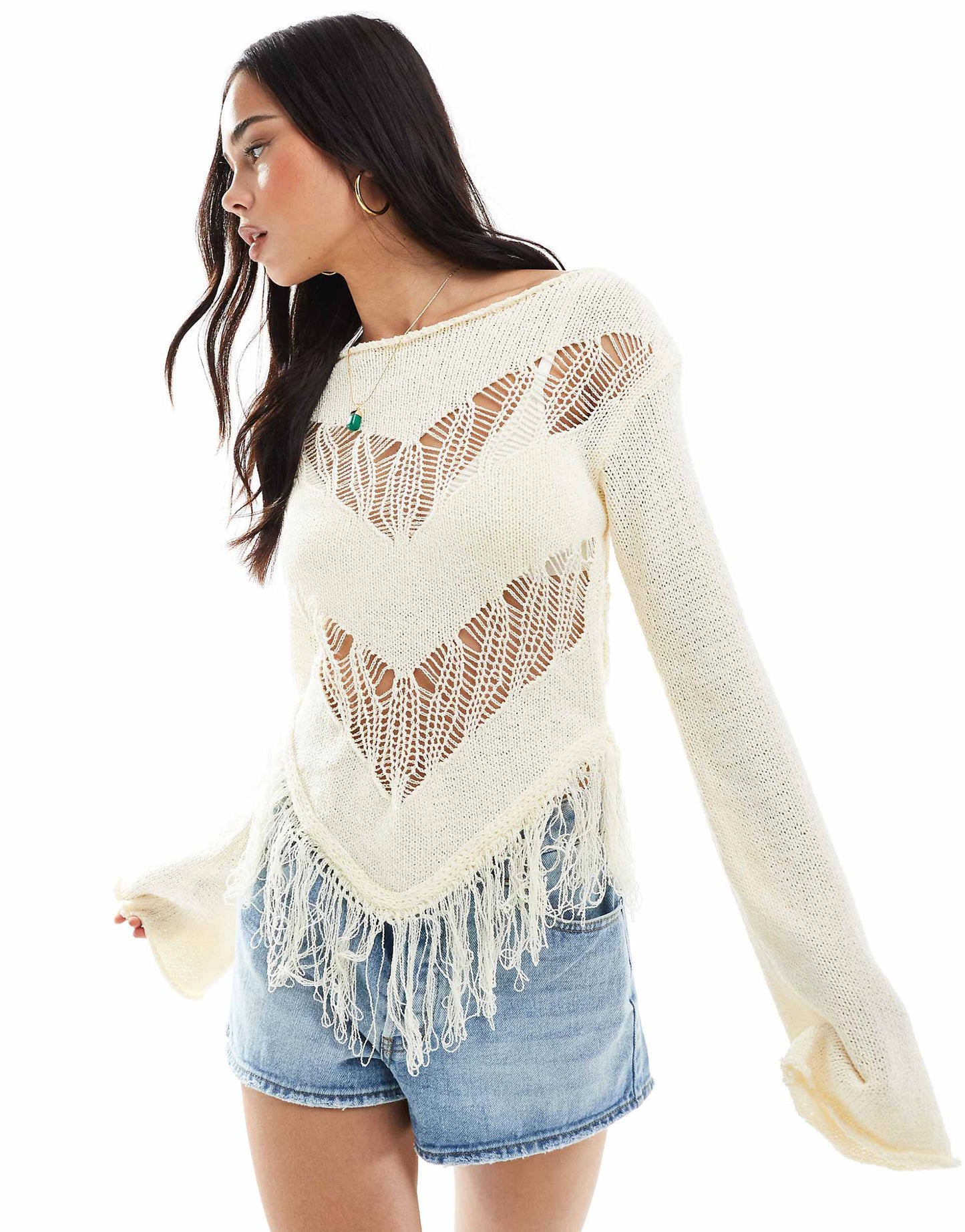 Fringe Detail Knitted Top