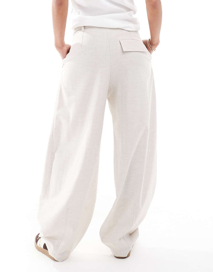 Wide Leg Pleated Front Tailored Trousers