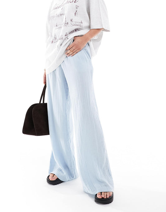 Crinkle Wide Leg Trousers