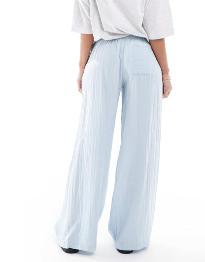 Crinkle Wide Leg Trousers