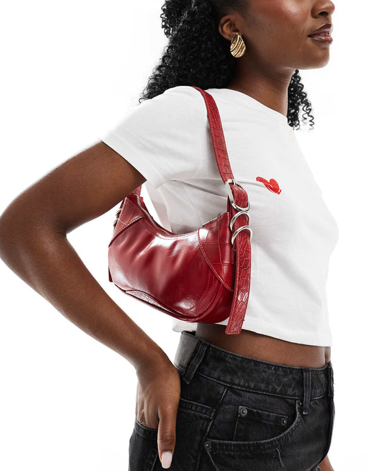 Patent Faux Leather Shoulder Bag