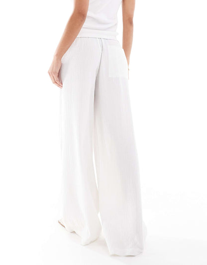 Crinkle Wide Leg Trousers
