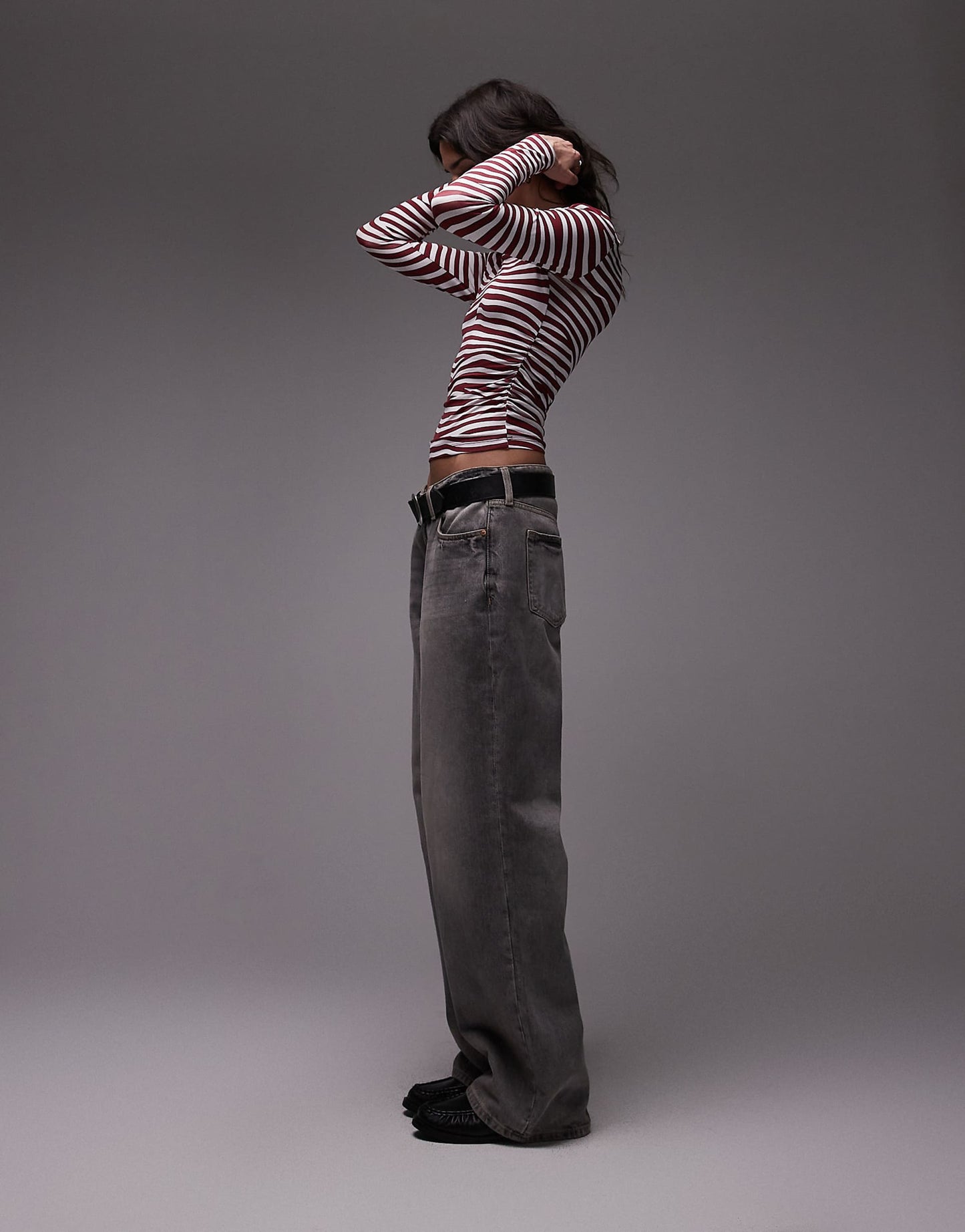 Slash Neck Long Sleeve Jersey Top