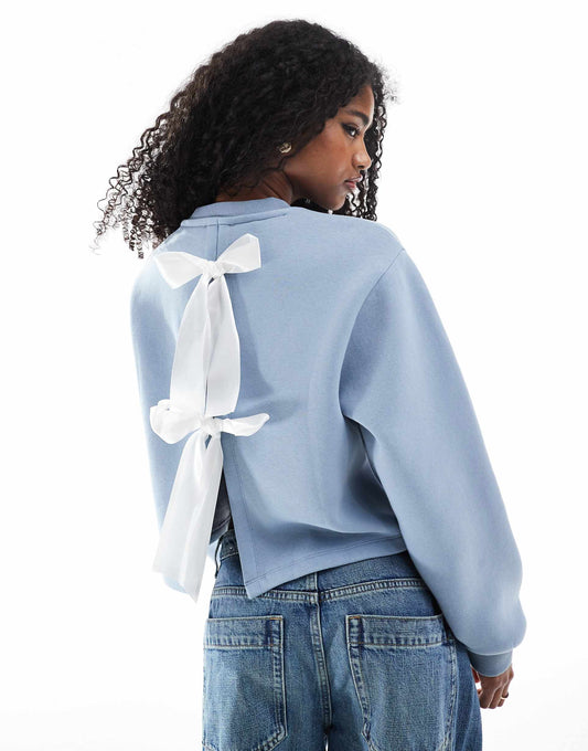 Contrast Bow Back Detail Sweatshirt