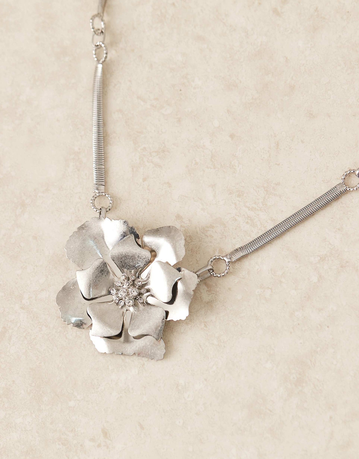 Flower Necklace With Crystals