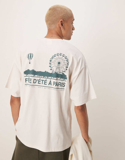Oversized Heavy Weight  T-Shirt With Paris Backprint