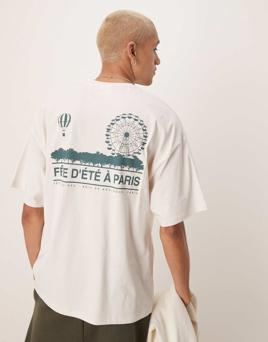 Oversized Heavy Weight  T-Shirt With Paris Backprint