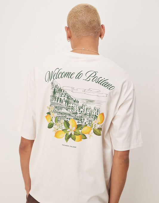 Oversized Heavyweight T-Shirt With Positano Lemons Backprint