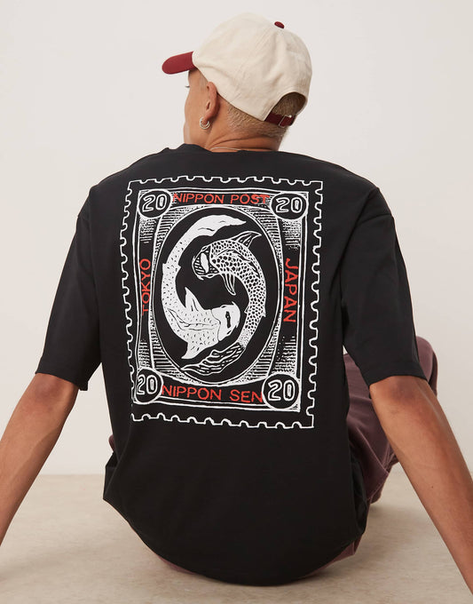 Oversized T-Shirt With Koi Backprint
