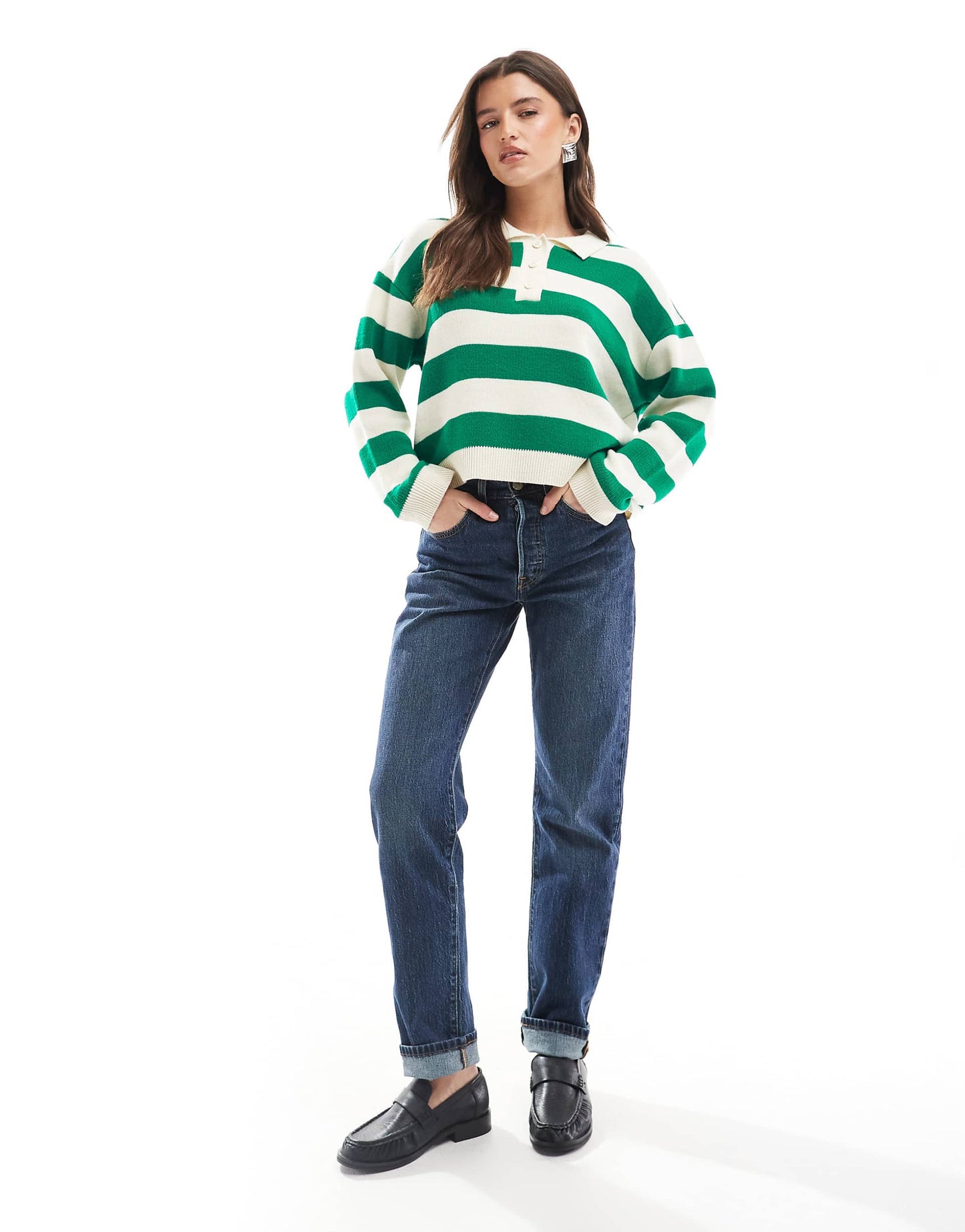 Knitted Stripe Structured Polo Shirt