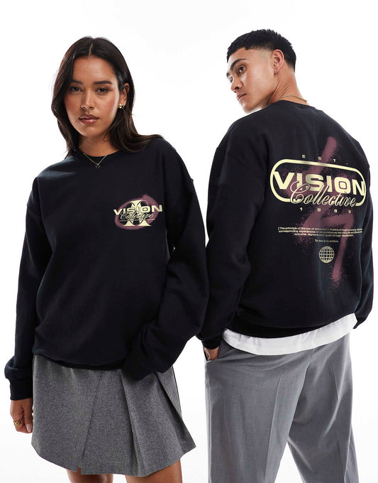 Vision Collective Front Print And Back Print Sweatshirt