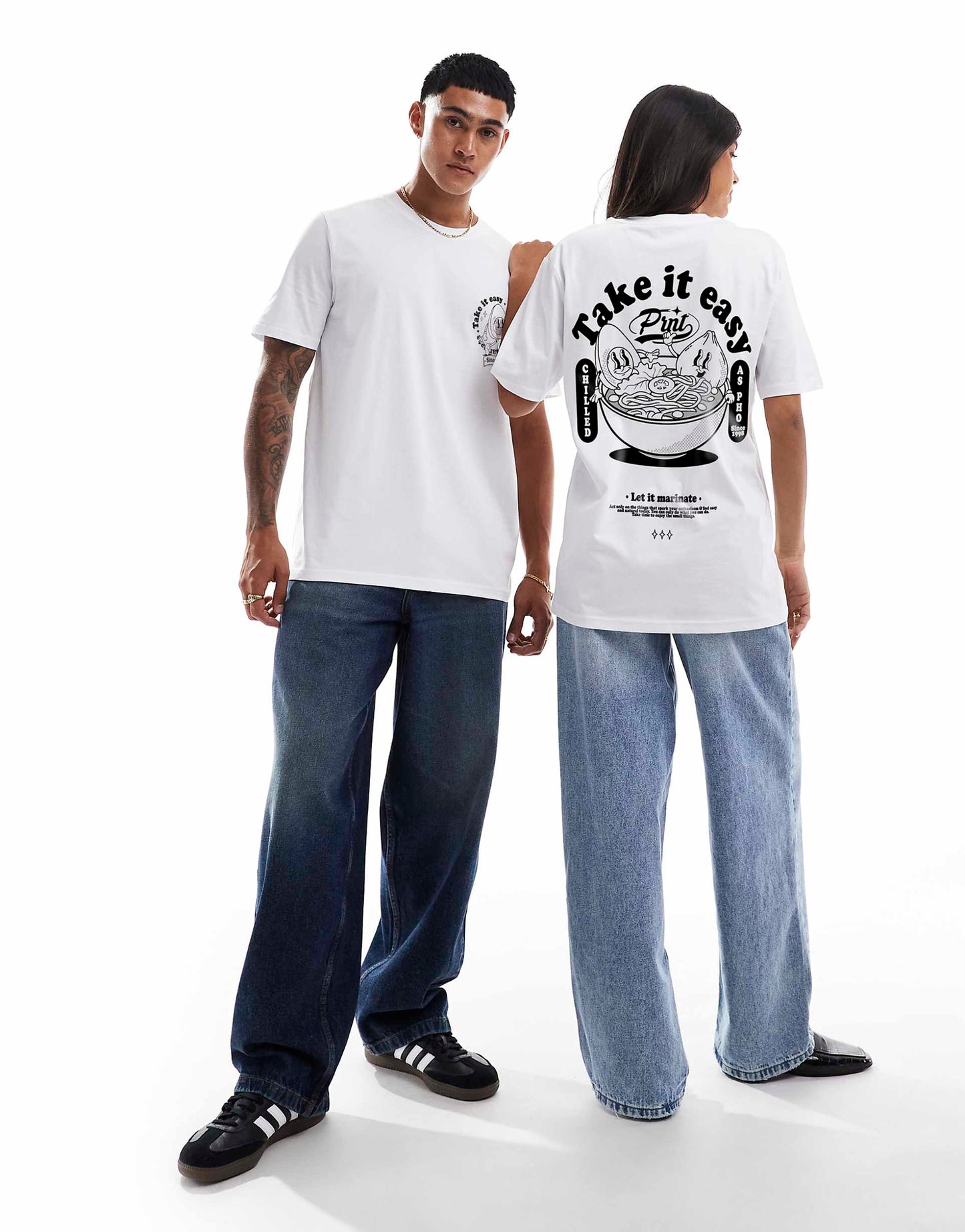 Chilled As Pho Front Print And Back Print Relaxed T-Shirt