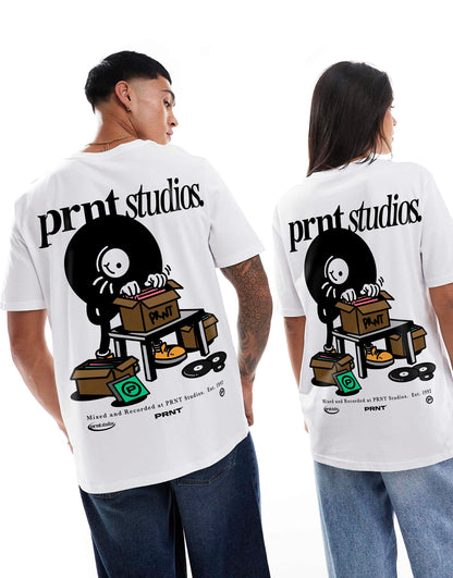 Studios Vinyl Front Print And Back Print Relaxed T-Shirt