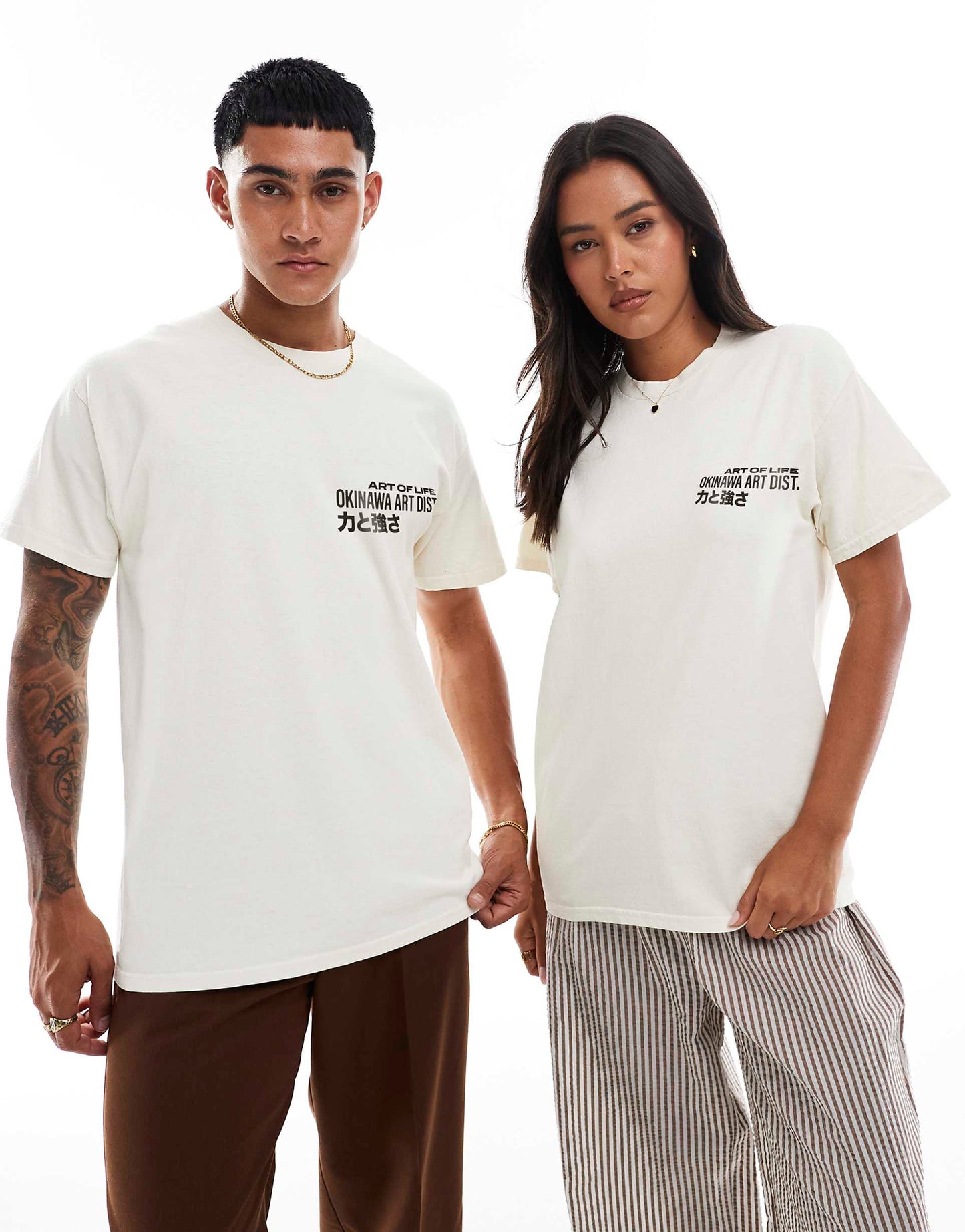 Okinawa Art Front Print And Back Print Washed T-Shirt
