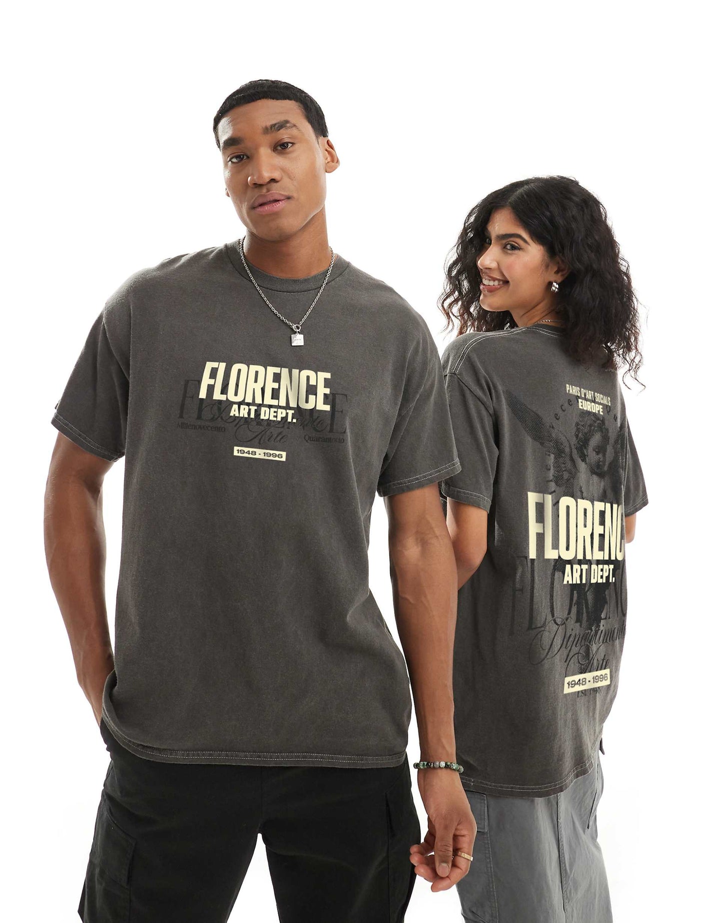 Florence Art Dept Front Print And Back Print Washed T-Shirt