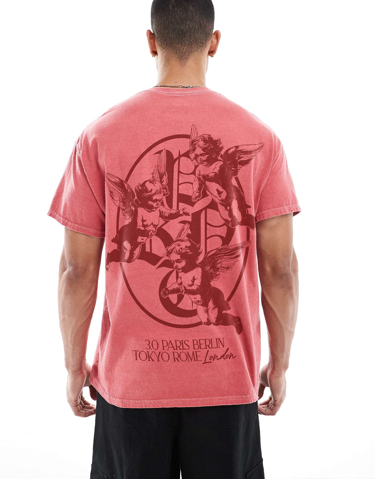 Heaven Sent 3.0 Red Front Print And Back Print Washed T-Shirt