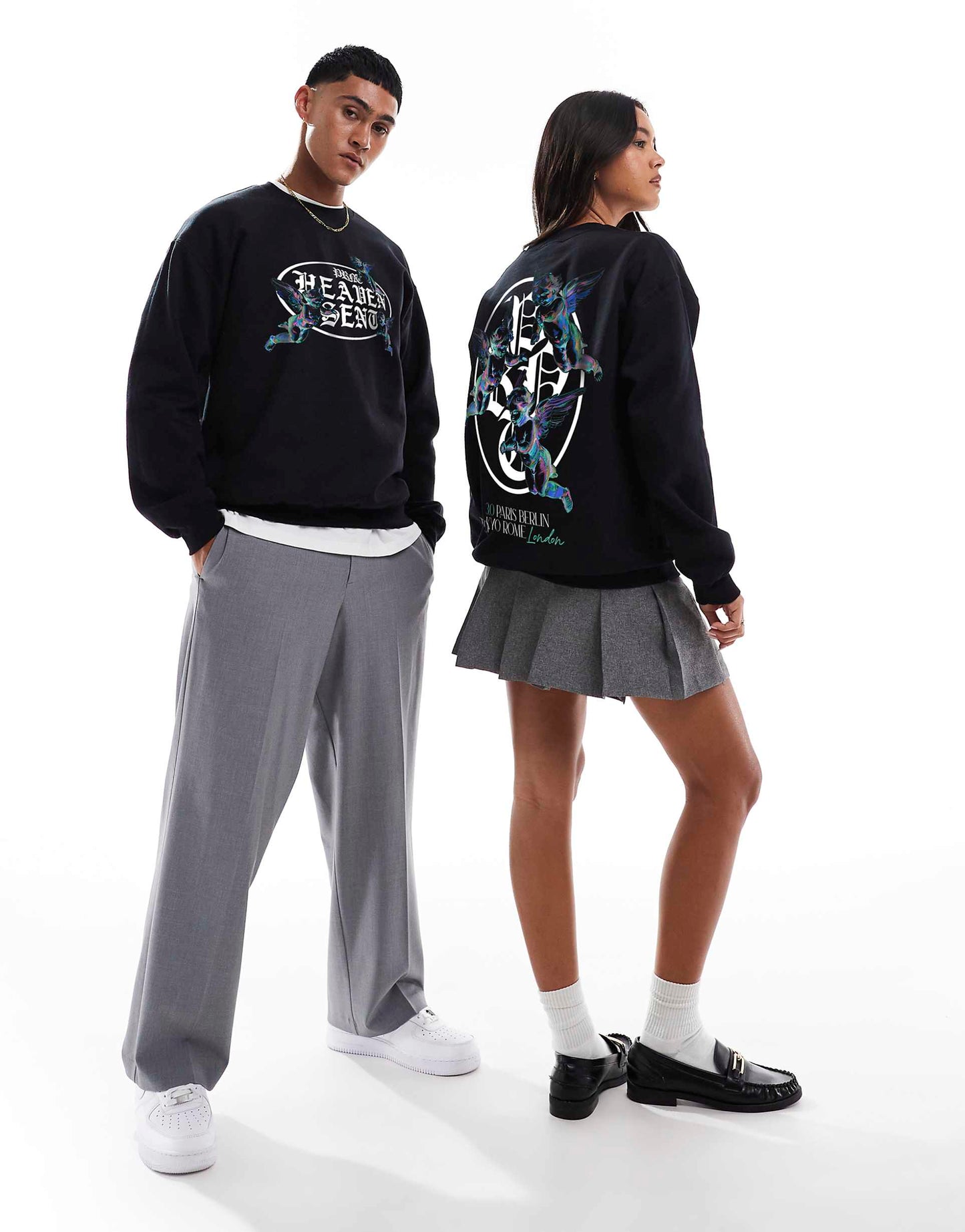 Heaven Sent 3.0 Blue Front Print And Back Print Sweatshirt