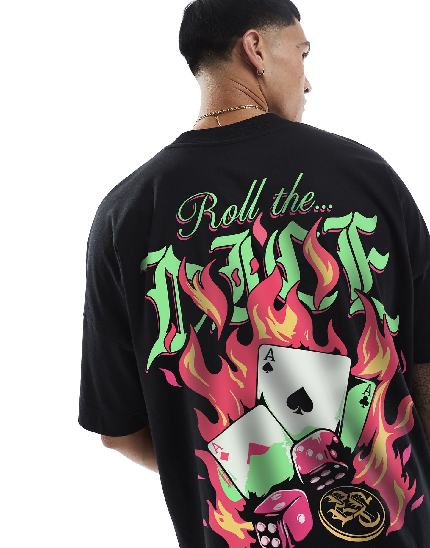 Roll The Dice Fire Front Print And Back Print Oversized T-Shirt