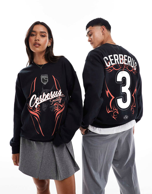 Cerberus Keeper Society Front Print And Back Print Sweatshirt