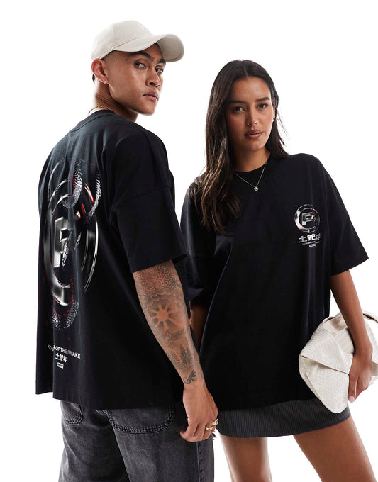 Cny Front Print And Back Print Oversized T-Shirt