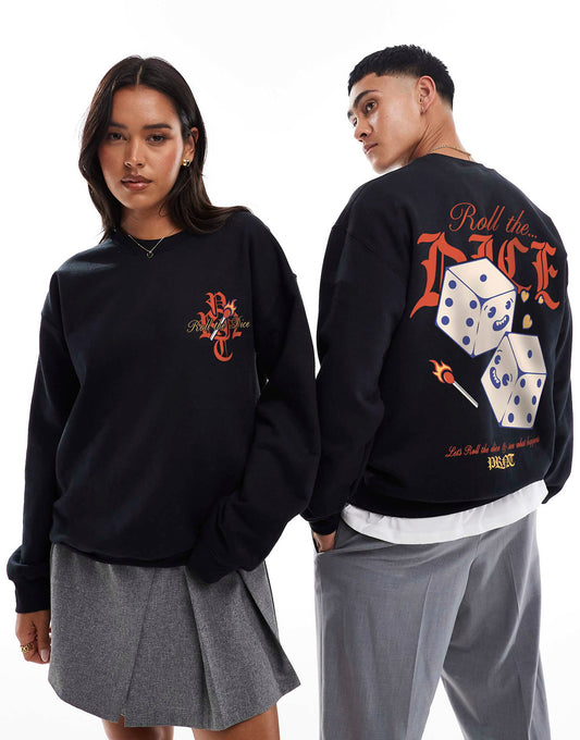 Roll The Dice Cartoon Front Print And Back Print Sweatshirt