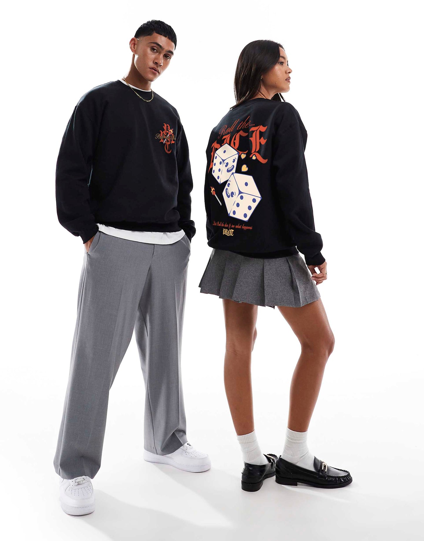 Roll The Dice Cartoon Front Print And Back Print Sweatshirt