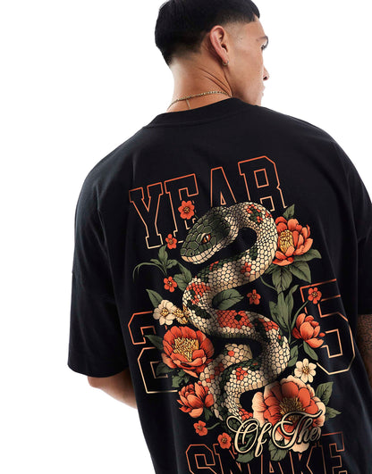 Year Of The Snake Front Print And Back Print Oversized T-Shirt