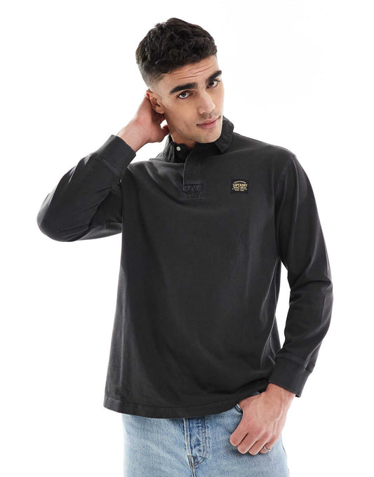 Long Sleeved Contrast Stitch Rugby Shirt