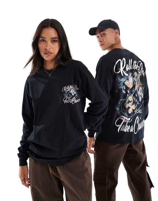 Roll The Dice Cosmic Long Front Print And Back Print Long Sleeve T-Shirt