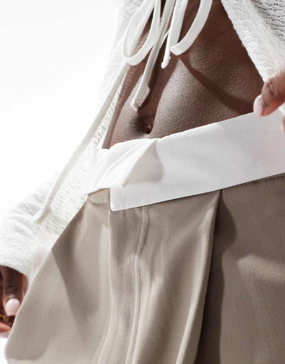 Folded Waistband Tailored Trouser
