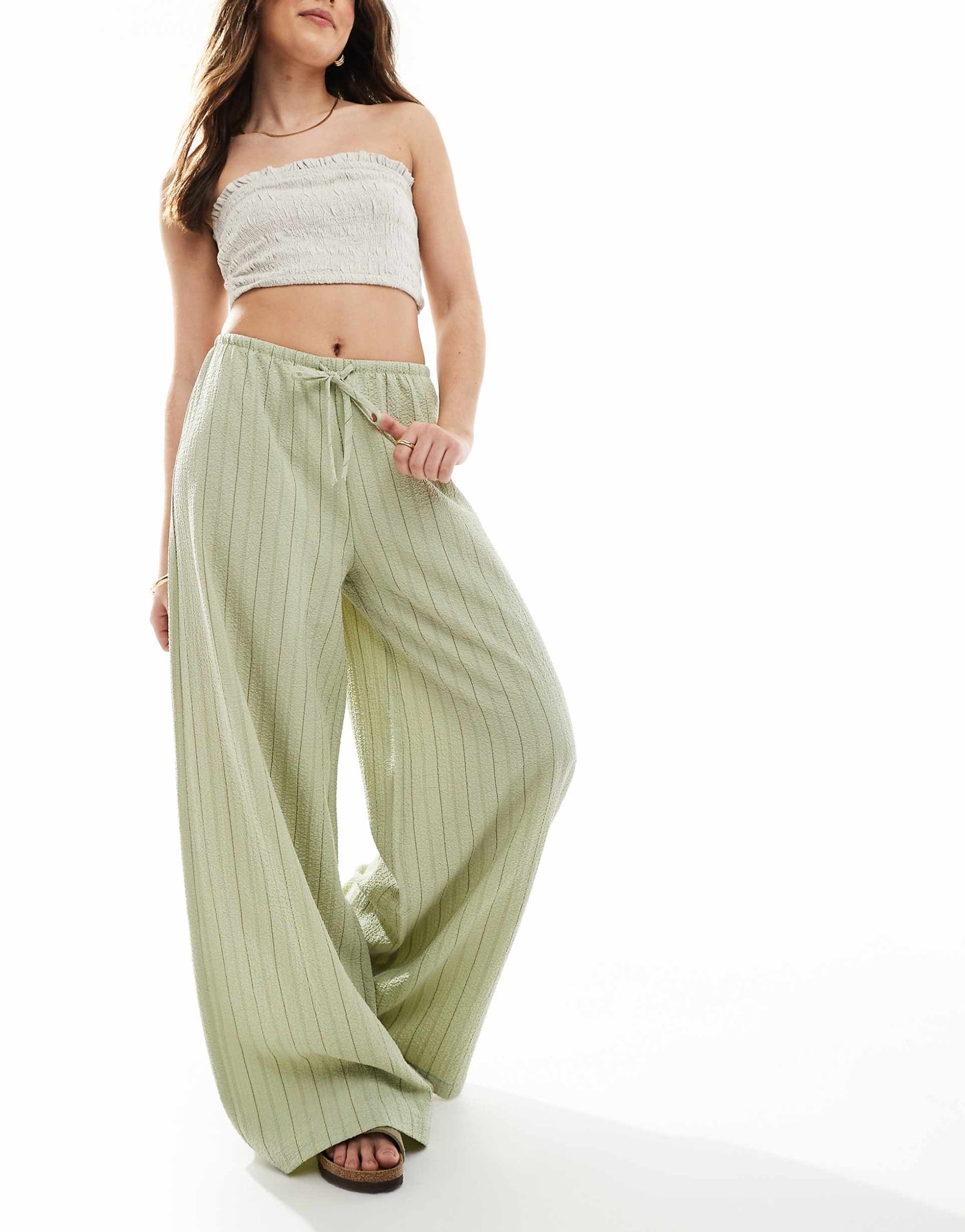 Linen Look Wide Leg Trouser