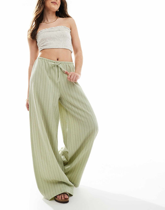 Linen Look Wide Leg Trouser