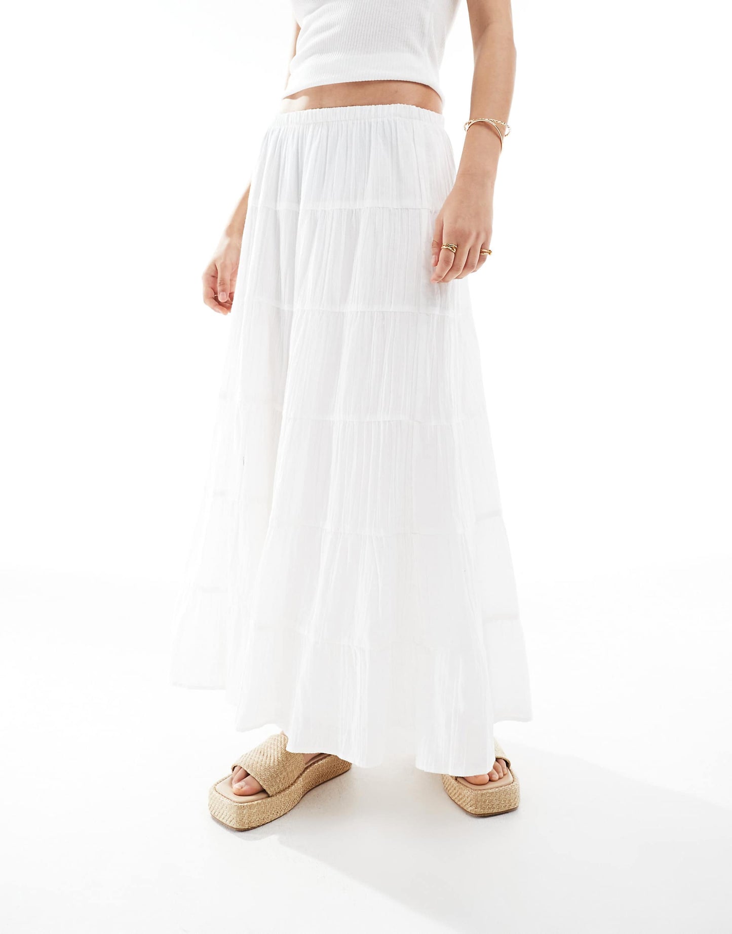 Cheesecloth Tiered Maxi Skirt