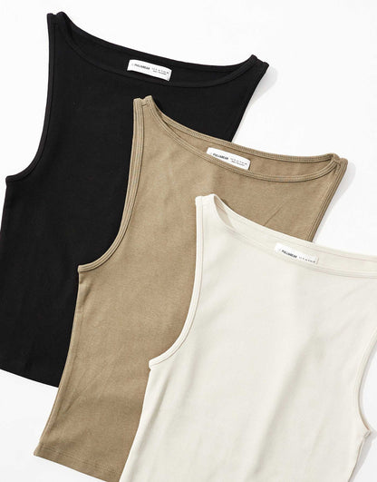 3 Pack Racer Neck Vest Top