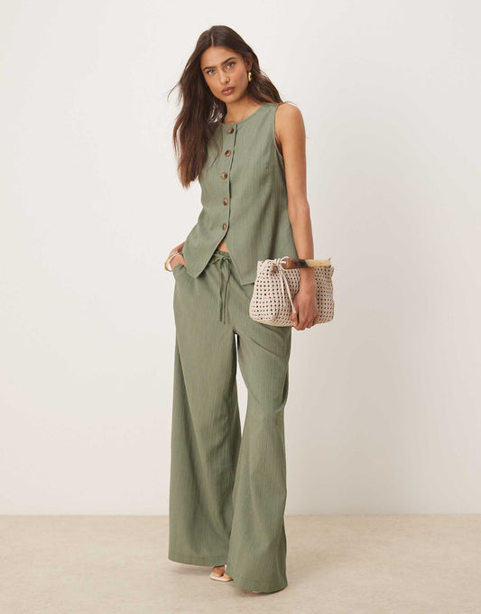 Crinkle Palazzo Trousers Co-Ord