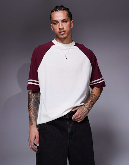 Oversized Contrast Raglan T-Shirt With Tape Detail