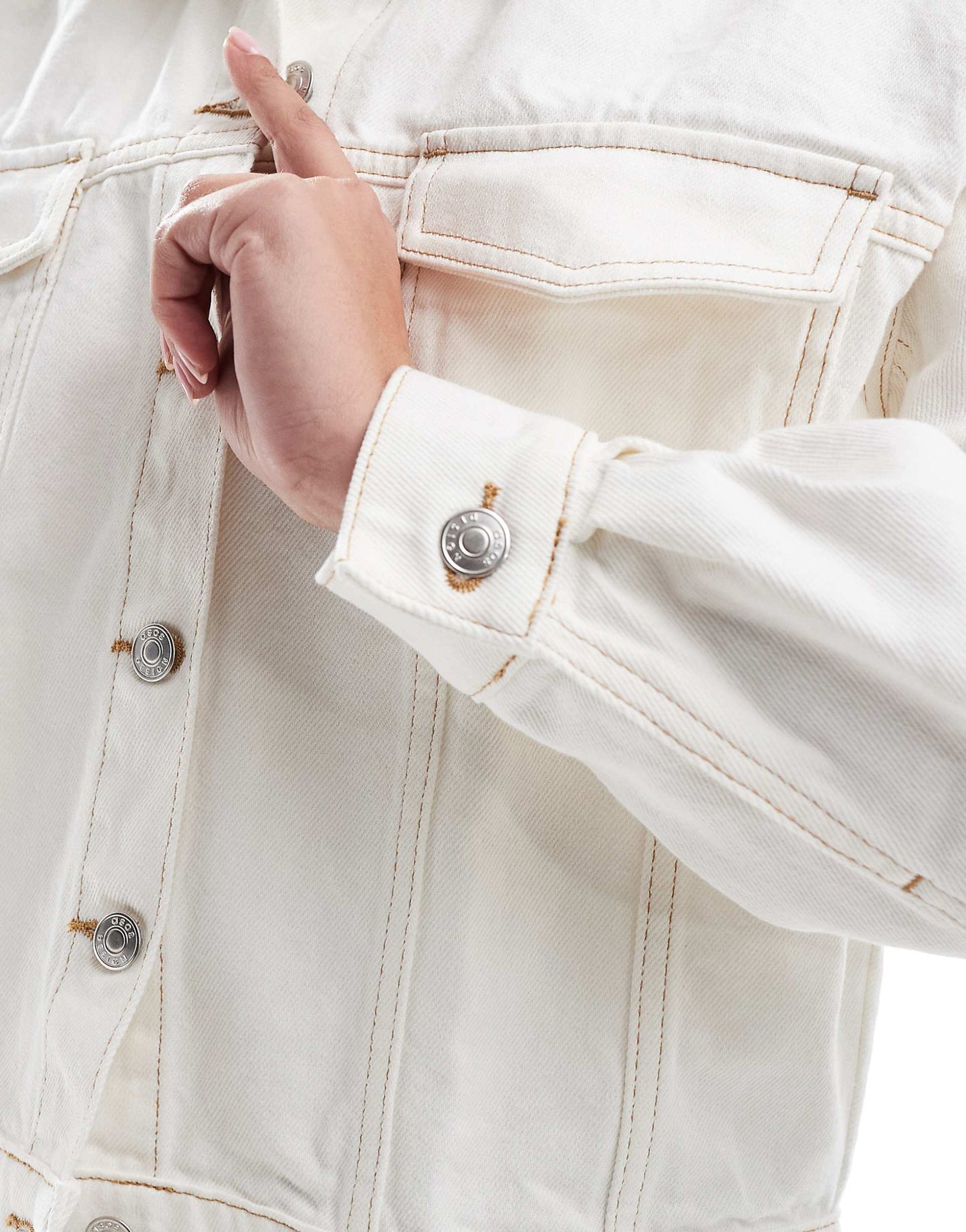 Ecru Denim Western Jacket With Cocoon Sleeve