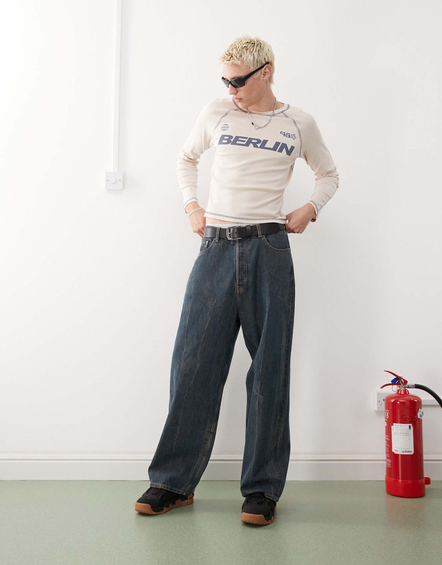 Long Sleeve Shrunken Berlin Graphic Football Tee