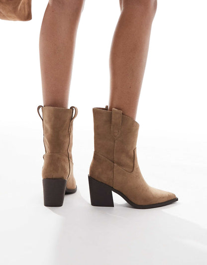 Faux Suede Cowboy Boots