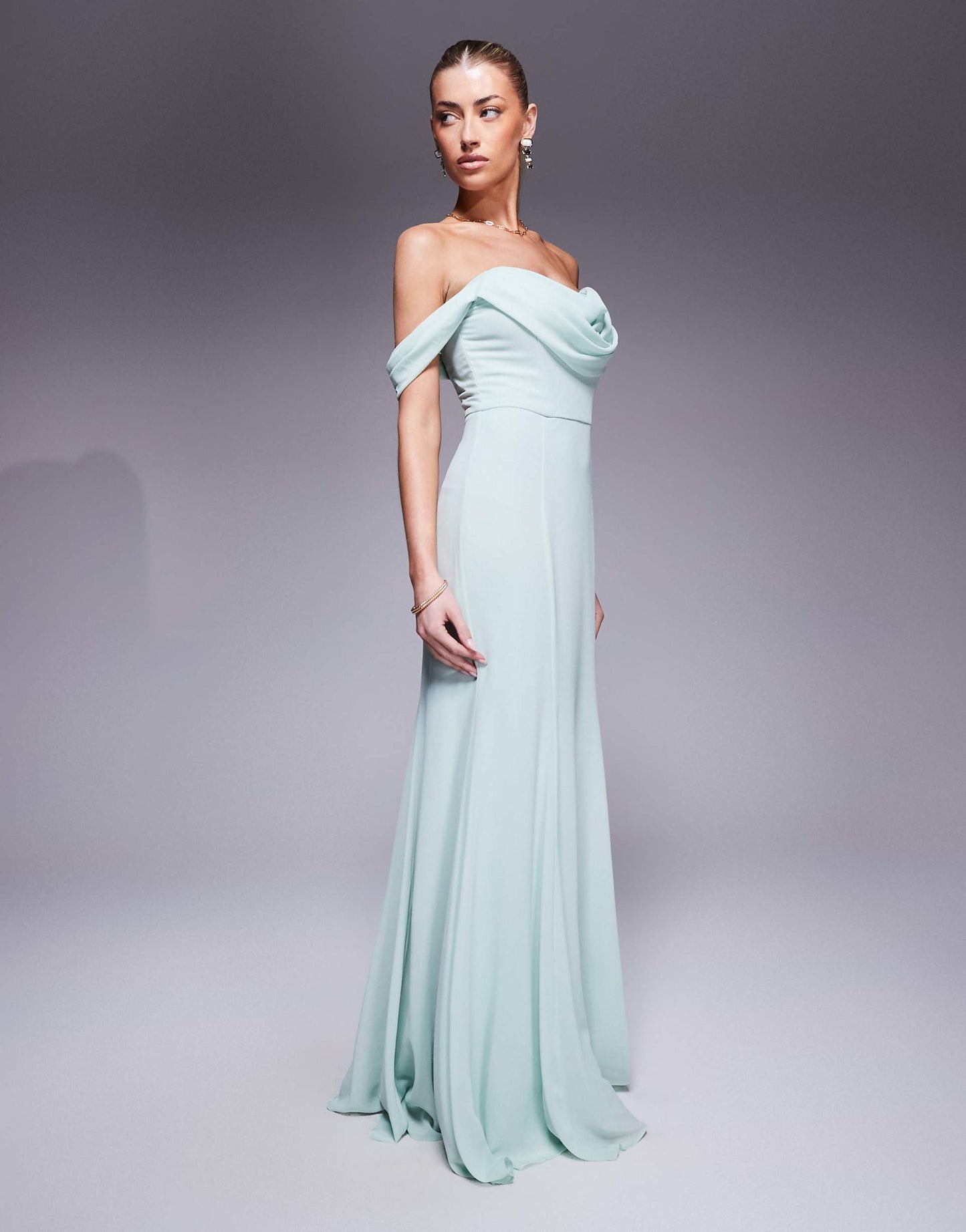 Goddiva Chiffon Cowl Neck Maxi Dress