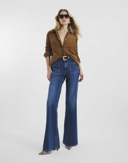 Denim High Rise Relaxed Flare Jeans