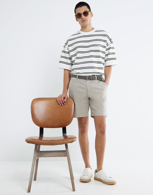 Slim Fit Belted Chino Shorts