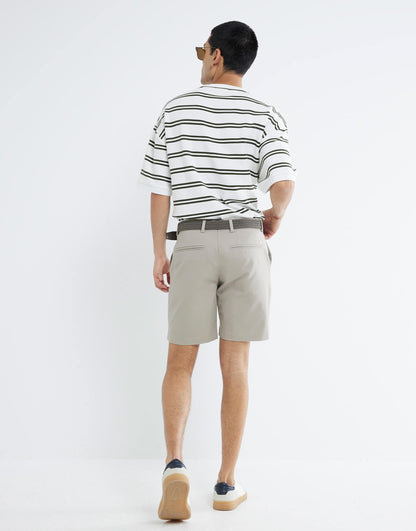 Slim Fit Belted Chino Shorts