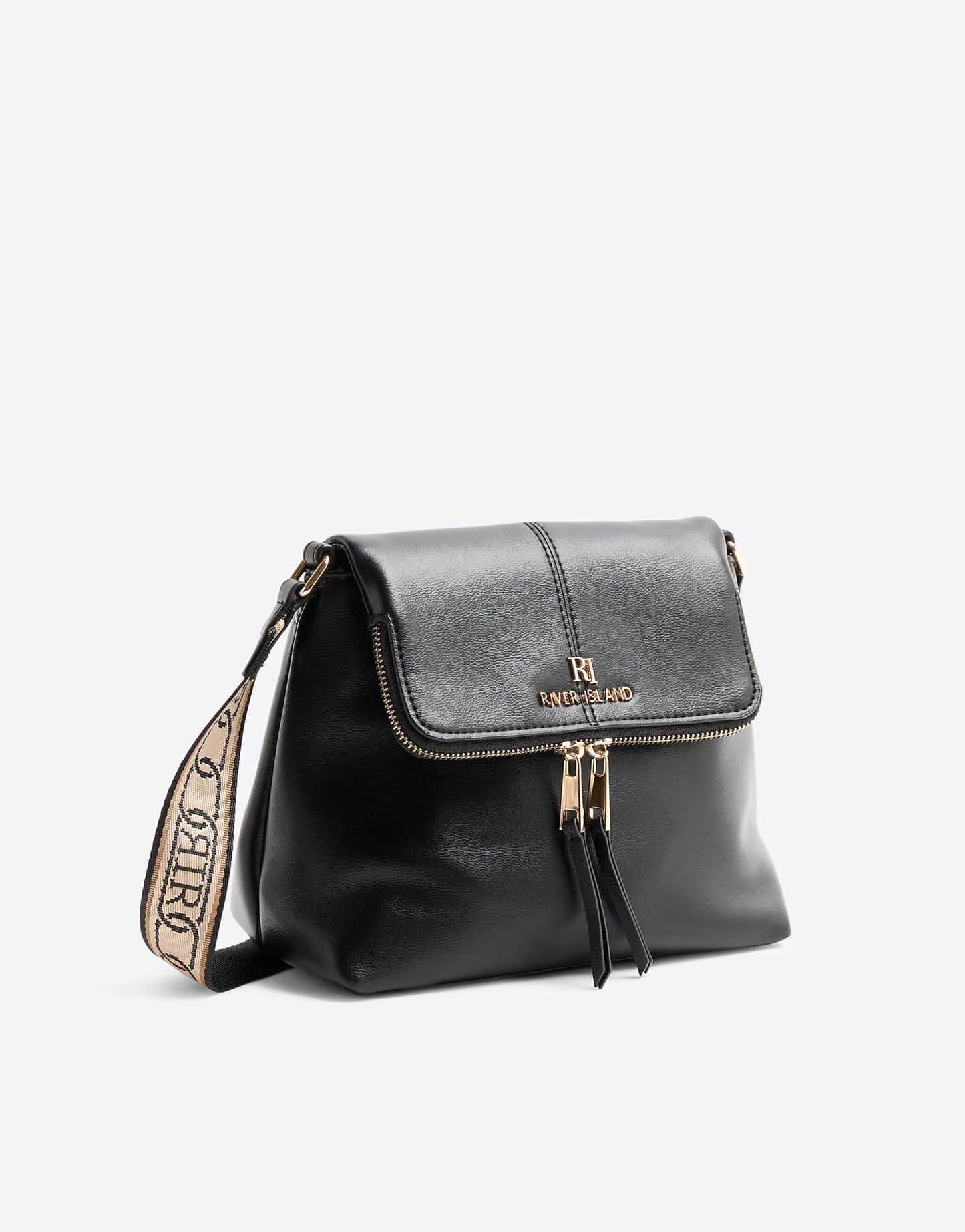 Faux Leather Zipped Messenger Bag