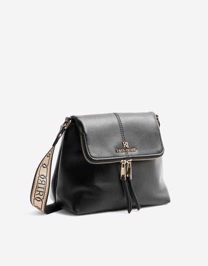 Faux Leather Zipped Messenger Bag