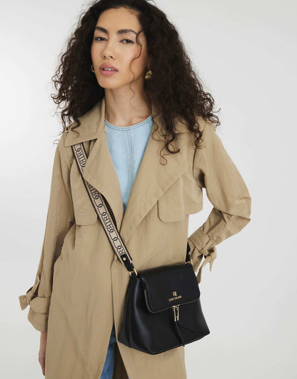 Faux Leather Zipped Messenger Bag