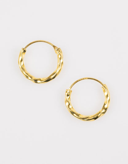 Gold Plated Sterling Silver Graduating Textured Hoop Earring Pack