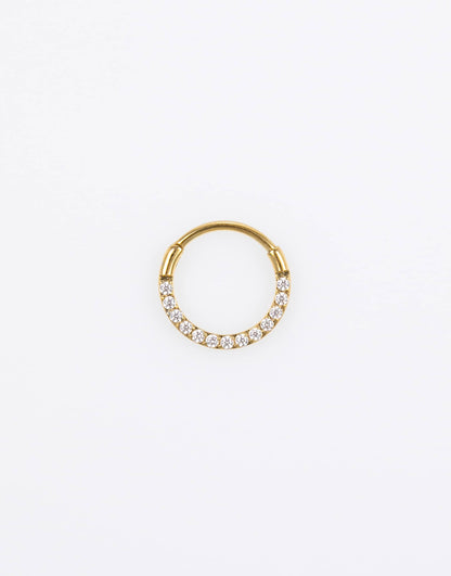 Gold Plated Titanium Cubic Zirconia Clicker Ring 8Mm