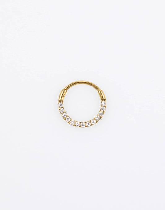 Gold Plated Titanium Cubic Zirconia Clicker Ring 8Mm