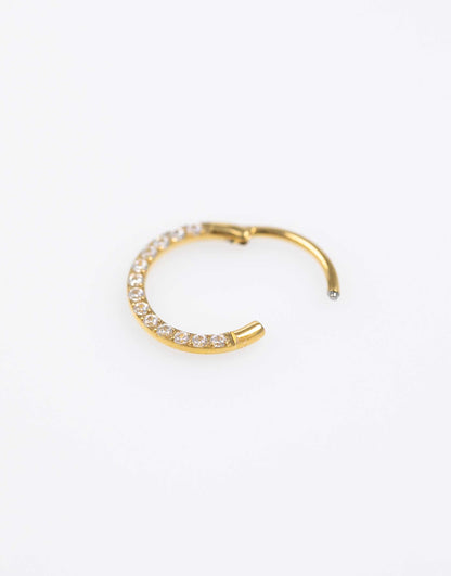 Gold Plated Titanium Cubic Zirconia Clicker Ring 8Mm